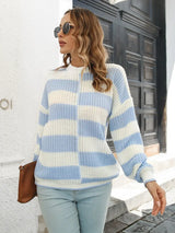 Two-Tone Dropped Shoulder Sweater - Trendsi - Flyclothing LLC