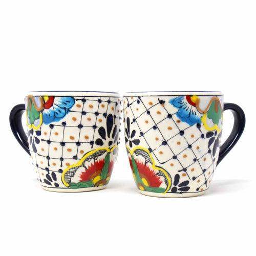 Rounded Mugs - Dots and Flowers, Set of Two - Encantada - Encantada - Flyclothing LLC