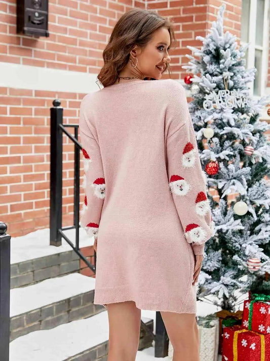 Round Neck Dropped Shoulder Sweater Dress - Trendsi - Flyclothing LLC