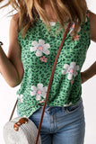 Printed Side Slit Round Neck Tank - Trendsi - Flyclothing LLC