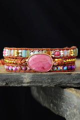 Handmade Crystal Beaded Natural Stone Bracelet - Trendsi