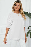 Frill Round Neck Lantern Sleeve T-Shirt - Trendsi - Flyclothing LLC