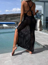 Openwork Slit Cutout Wide Strap Dress - Trendsi - Flyclothing LLC