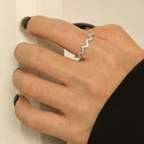 Wave Shape 925 Sterling Silver Ring - Trendsi