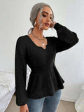 Notched Dropped Shoulder Knit Top - Trendsi - Flyclothing LLC