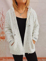 Zip Up Drawstring Long Sleeve Hooded Sweater - Trendsi - Flyclothing LLC