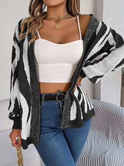 Open Front Animal Print Cardigan - Trendsi