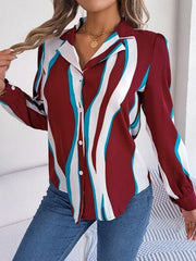 Printed Button Up Long Sleeve Shirt - Trendsi