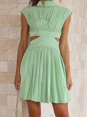 Cutout Ruched Mock Neck Mini Dress - Trendsi