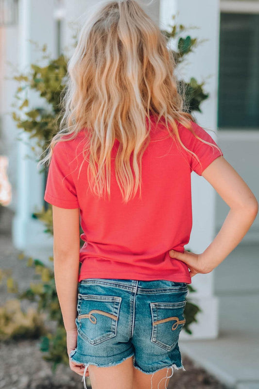 Girls Letter Graphic Short Sleeve T-Shirt - Trendsi