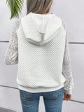 Lace Openwork Kangaroo Pocket Hoodie - Trendsi