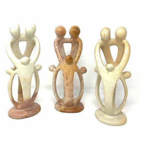 Natural Soapstone Family Sculpture - 2 Parents, 3 Children - Smolart - Smolart