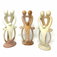Natural Soapstone Family Sculpture - 2 Parents, 3 Children - Smolart - Flyclothing LLC
