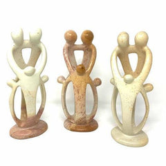 Natural Soapstone Family Sculpture - 2 Parents, 3 Children - Smolart - Smolart