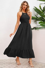 Smocked Crisscross Spaghetti Strap Dress - Flyclothing LLC