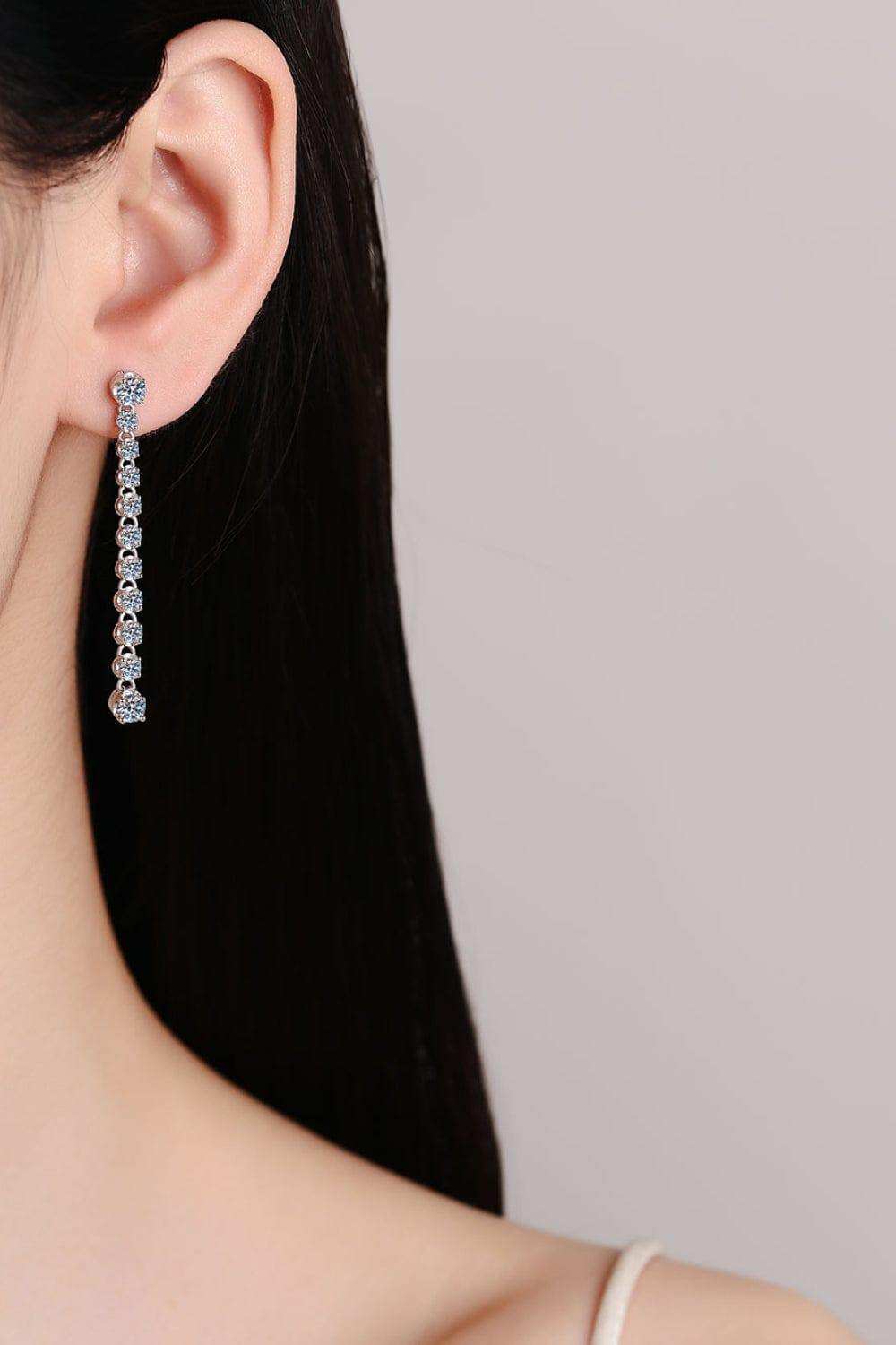 1.18 Carat Moissanite Long Earrings - Trendsi - Flyclothing LLC