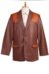 Scully COGNAC LAMB W/COGNAC OSTRICH TRIM OSTRICH TRIMMED BLAZER - Scully Leather - Flyclothing LLC