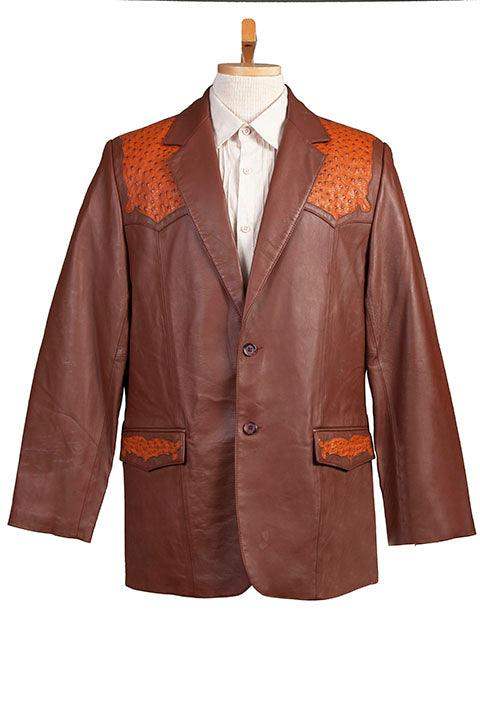 Scully COGNAC LAMB W/COGNAC OSTRICH TRIM OSTRICH TRIMMED BLAZER - Scully Leather - Flyclothing LLC