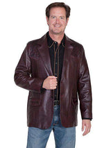 Scully BLACK CHERRY OSTRICH TRIMMED BLAZER - Scully Leather - Flyclothing LLC