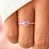 MOM Heart Shape 925 Sterling Silver Engraved Ring - Trendsi