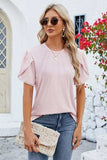 Round Neck Petal Sleeve T-Shirt - Trendsi - Flyclothing LLC