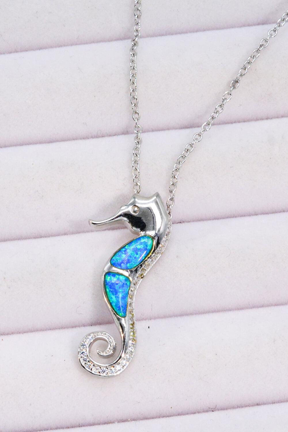 Opal Seahorse 925 Sterling Silver Necklace - Flyclothing LLC