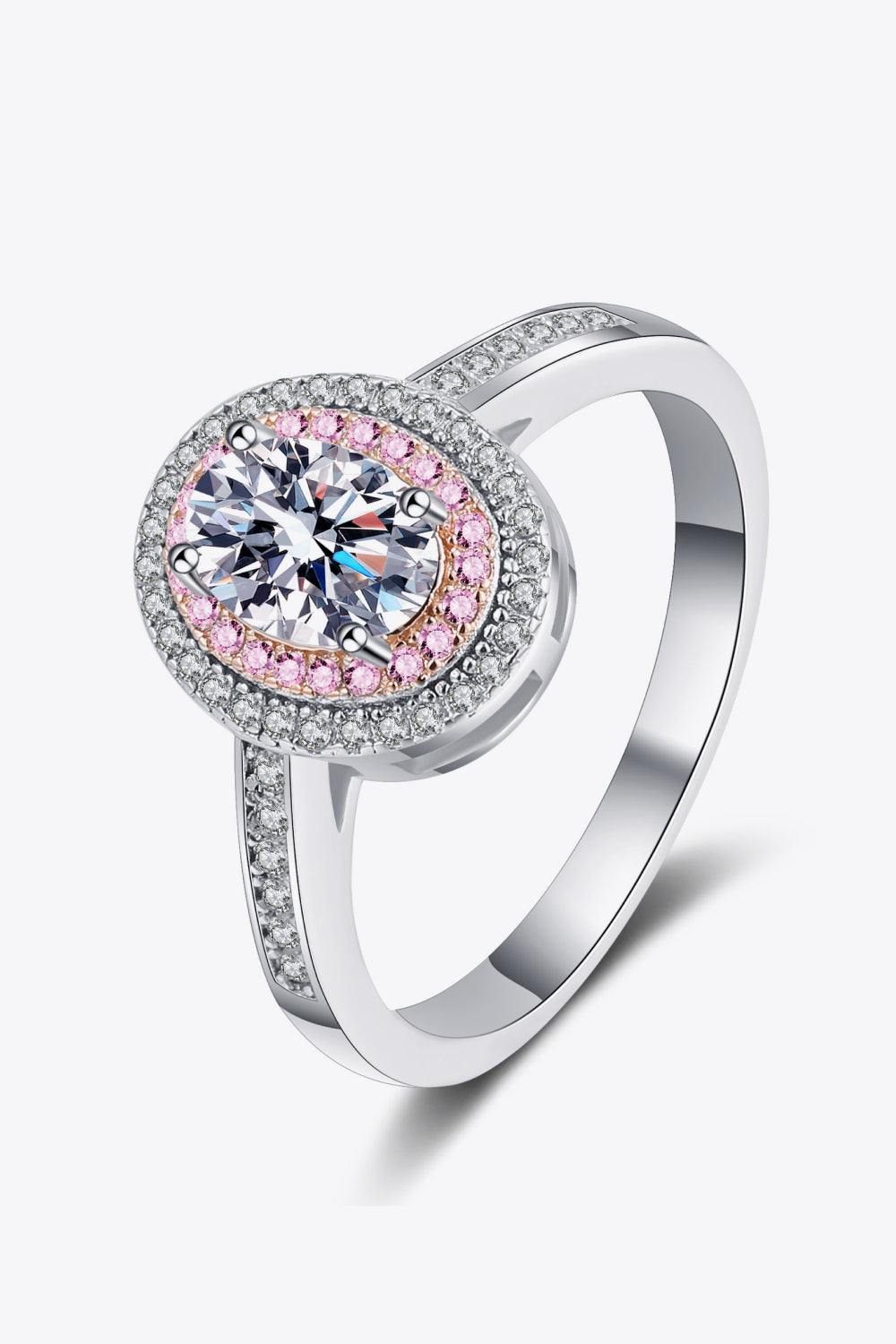 1 Carat Moissanite 925 Sterling Silver Halo Ring - Trendsi