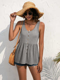 Decorative Button Scoop Neck Tank - Trendsi - Flyclothing LLC