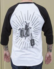 Lucky Aki Machine Mens Baseball Shirt - Lowbrow Art Company