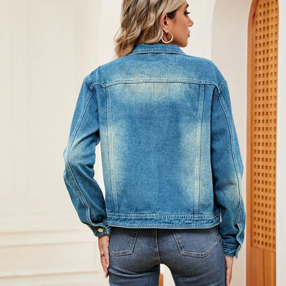 Washed Denim Jacket - Trendsi - Flyclothing LLC