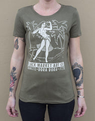Black Market Polynesian Paradise Womens Tee - Lowbrow Art Company