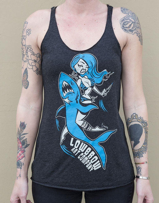 Candy Wild Shark Girl Racer Back Tank Top - Lowbrow Art Company