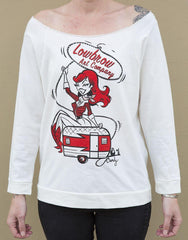 Candy Wild Cow Girl Up Scoop Neck Sweatshirt - Lowbrow Art Company