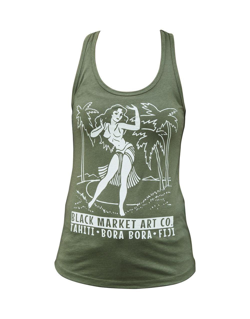 Black Market Polynesian Paradise Racer Back Tank Top - Lowbrow Art Company