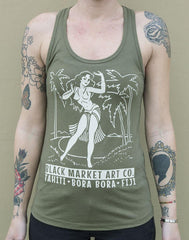 Black Market Polynesian Paradise Racer Back Tank Top - Lowbrow Art Company