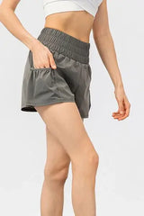 Elastic Waist Pocketed Active Shorts - Trendsi - Flyclothing LLC
