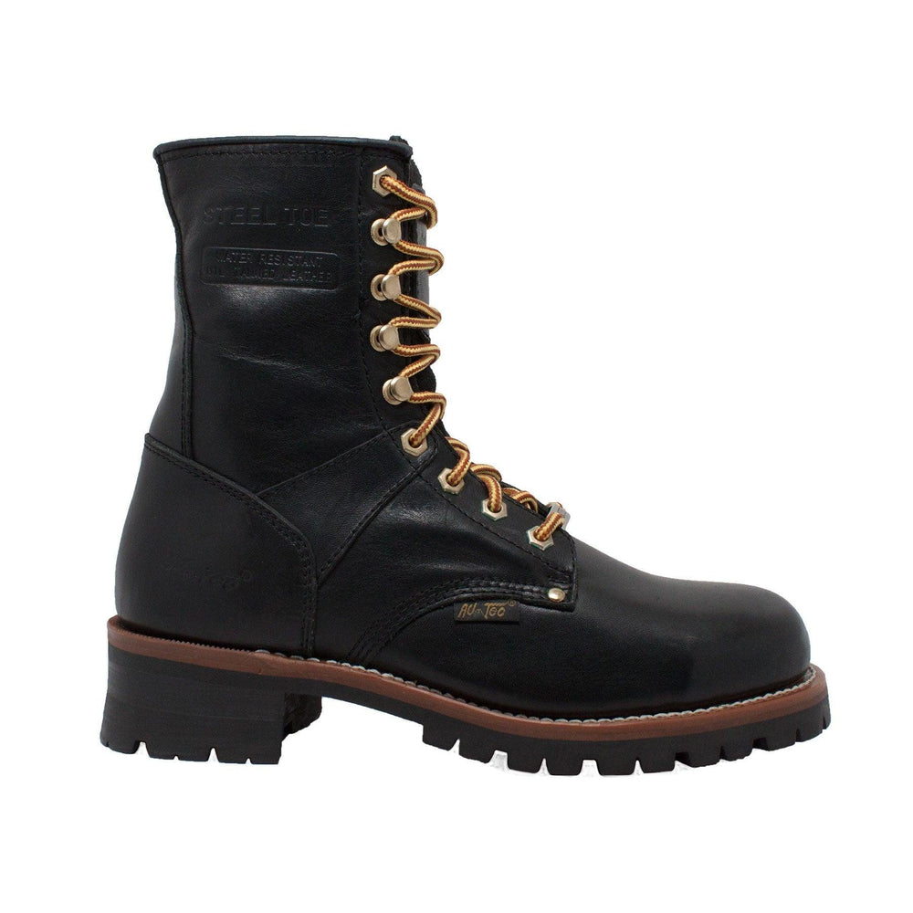 AdTec Men's 9" Steel Toe Logger Black - AdTec