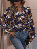 Floral Notched Balloon Sleeve Blouse - Trendsi - Flyclothing LLC