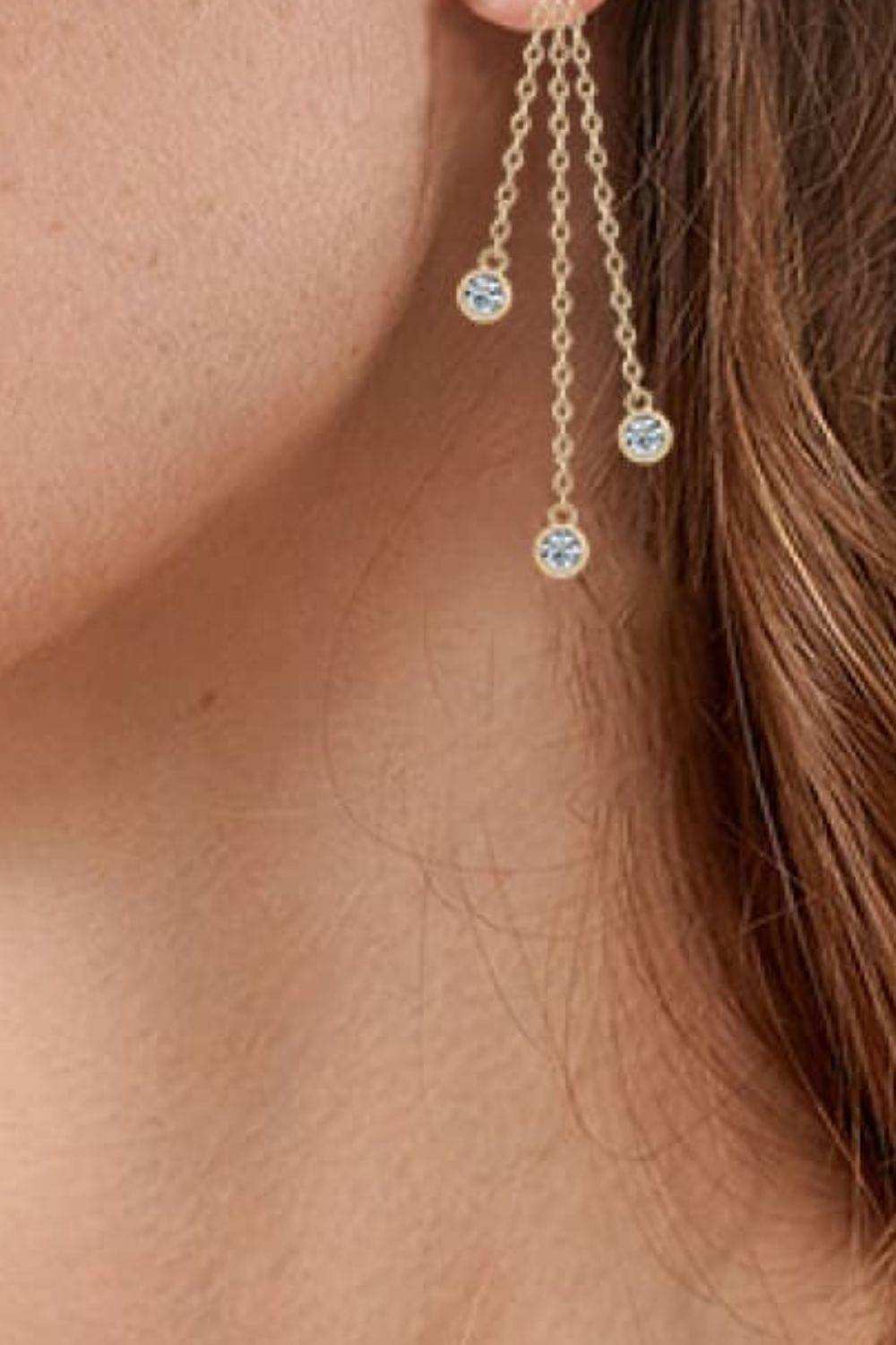1.2 Carat Moissanite Layered Chain Earrings - Trendsi - Flyclothing LLC