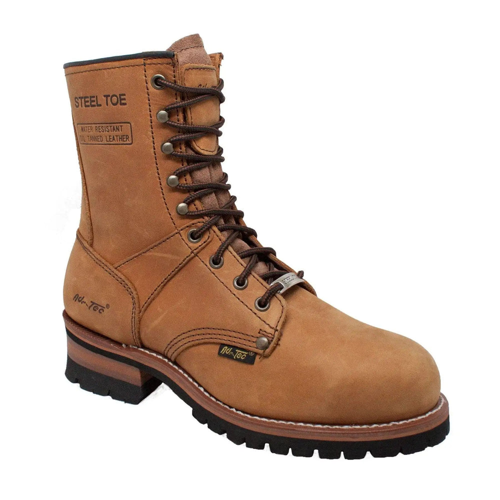 AdTec Men's 9" Steel Toe Logger Brown - AdTec