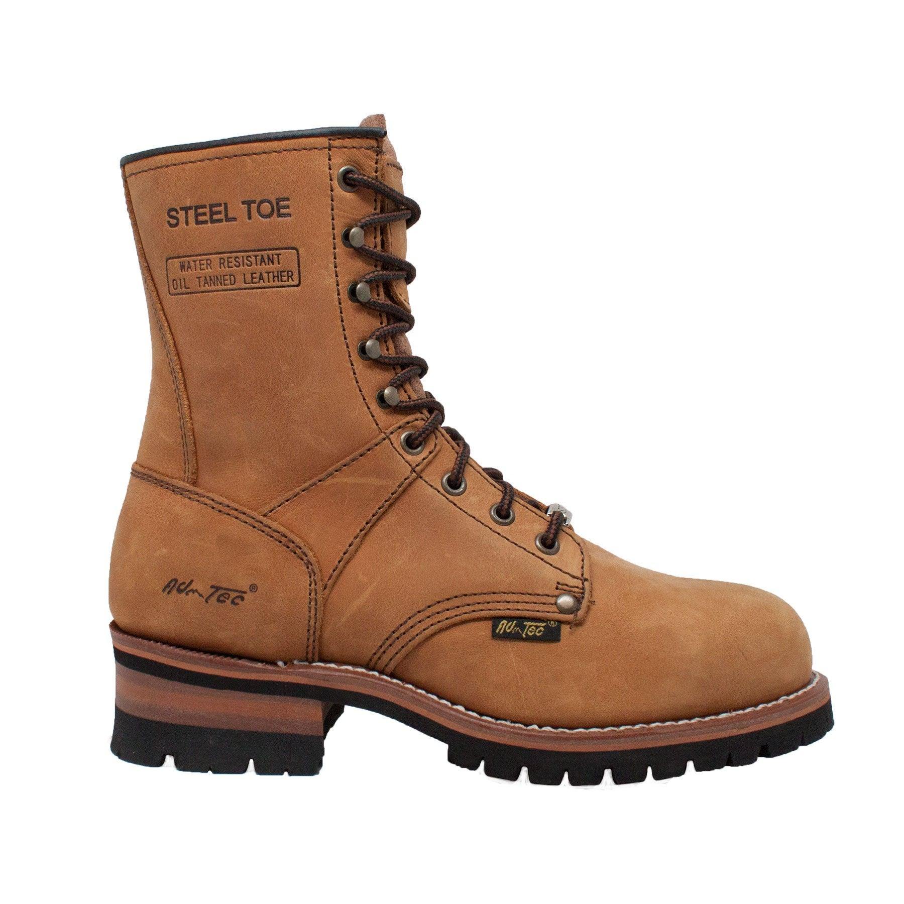 AdTec Men's 9" Steel Toe Logger Brown - Flyclothing LLC