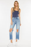 Kancan High Waist Chewed Up Straight Mom Jeans - Trendsi