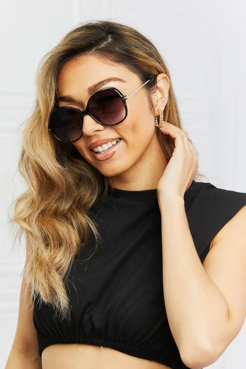 Metal-Plastic Hybrid Full Rim Sunglasses - Trendsi - Flyclothing LLC
