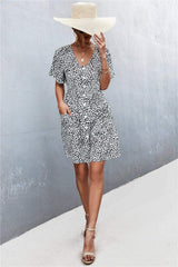 Printed Button down Pocketed Dress - Trendsi - Flyclothing LLC