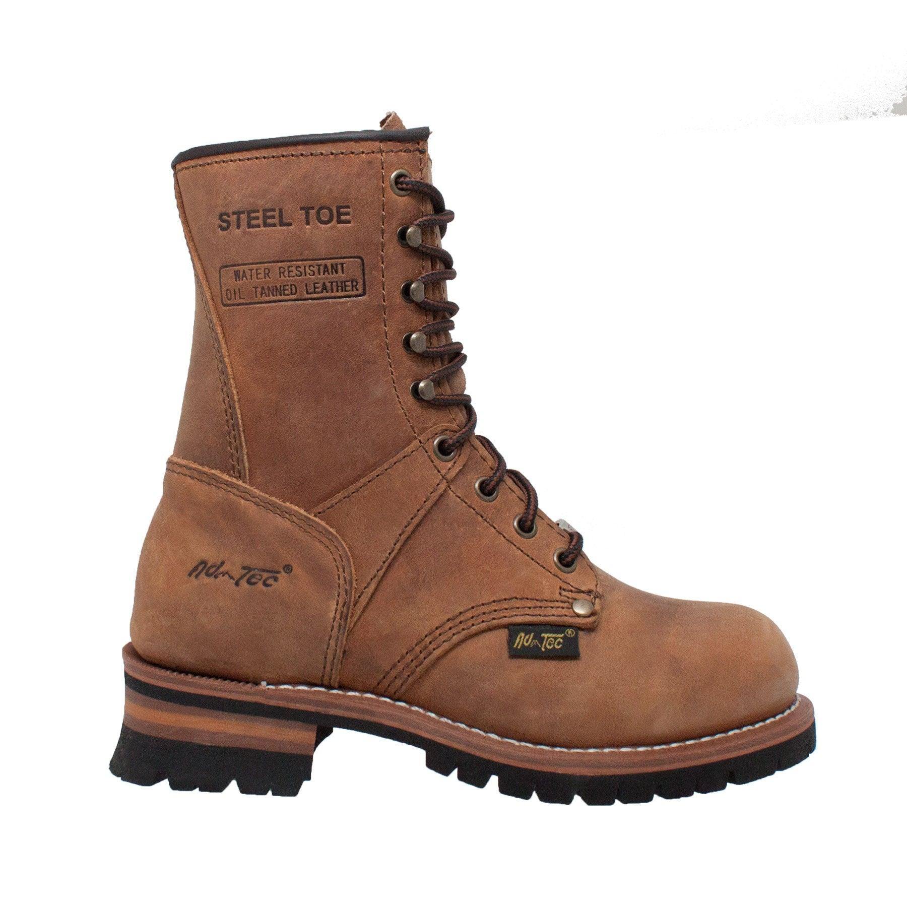 AdTec Women's 9" Steel Toe Logger Brown - Flyclothing LLC