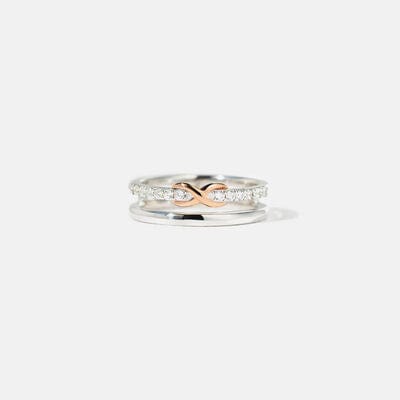 Double-Layered Zircon 925 Sterling Silver Ring - Trendsi