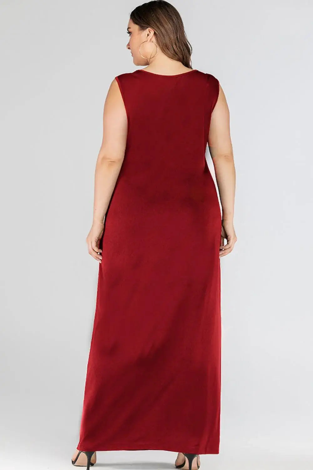 Plus Size Scoop Neck Maxi Tank Dress - Trendsi - Flyclothing LLC