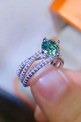 1 Carat Moissanite Contrast 925 Sterling Silver Ring - Trendsi - Flyclothing LLC