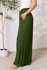 Double Take Full Size Smocked Wide Waistband Wide Leg Pants - Trendsi