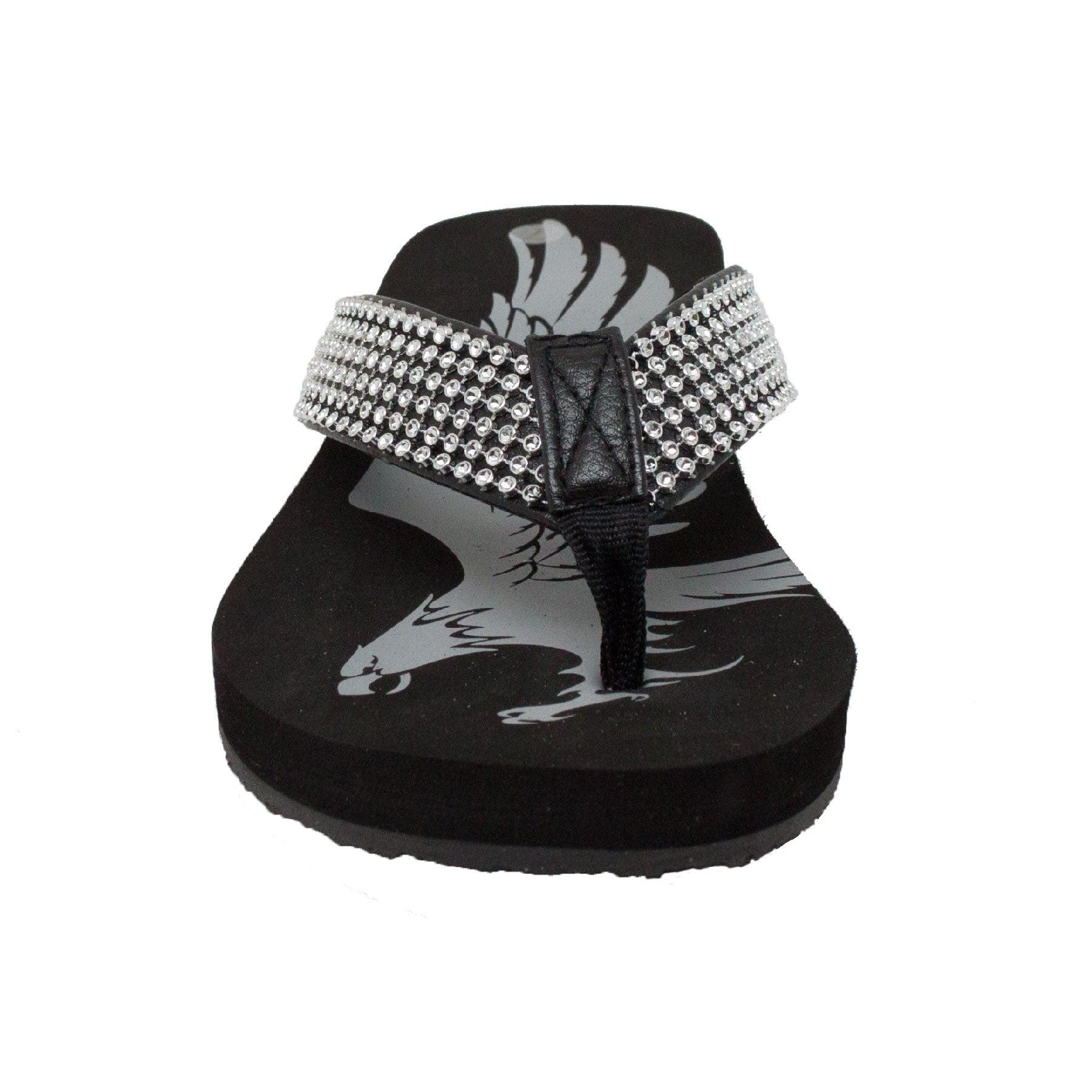 RideTecs Women's Jeweled Low Thong Sandal Black - Flyclothing LLC